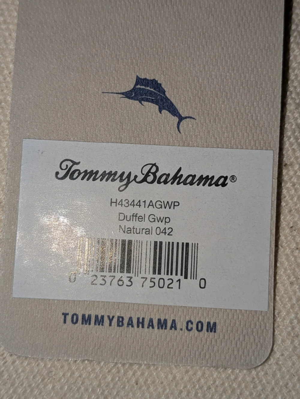 Tommy Bahama Cream Canvas Duffel with Blue Accents NWT